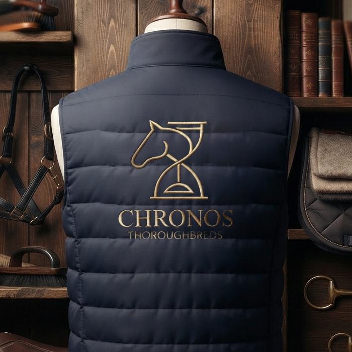 Chronos Thoroughbreds Puffer Vest, back view